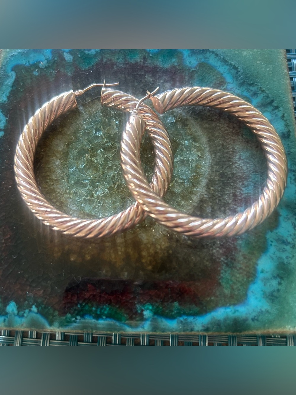 Twisted Rope Bronze Hoops - Picture 3 of 5